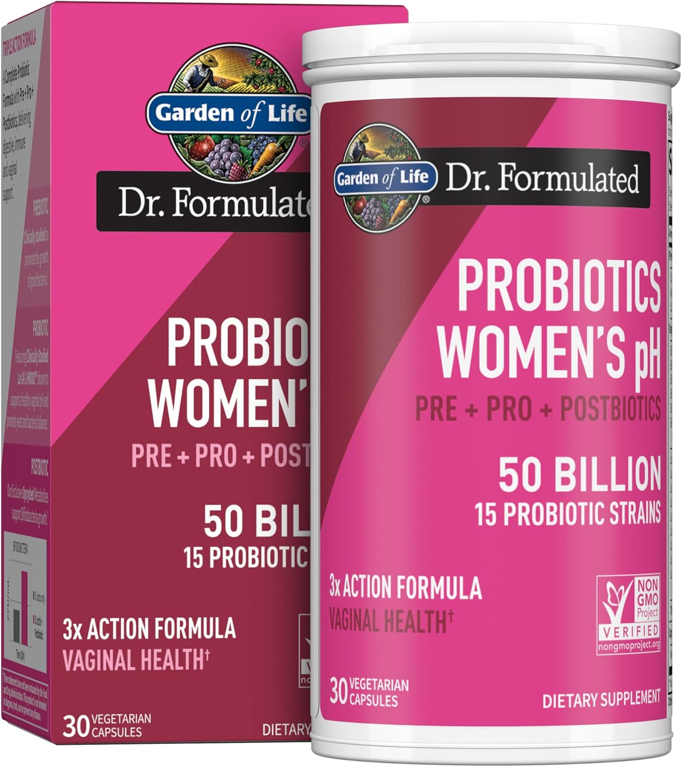 Women's Health Probiotics with Prebiotics, Postbiotics & Zinc - Garden of Life Dr Formulated Once Daily, 30 Day Supply