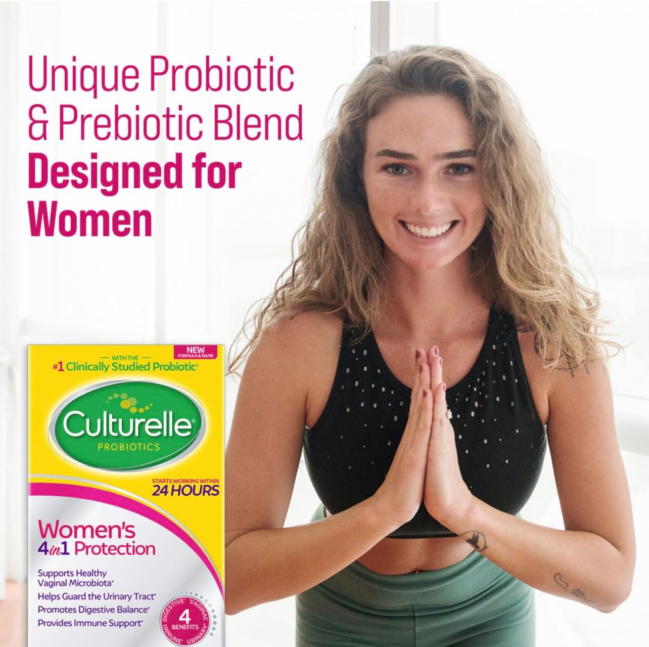 Women's Healthy Balance Probiotic Supplement for Digestive, Vaginal, and Immune Health - 60 Capsules, Non-GMO, Helps with Diarrhea, Gas, Bloating