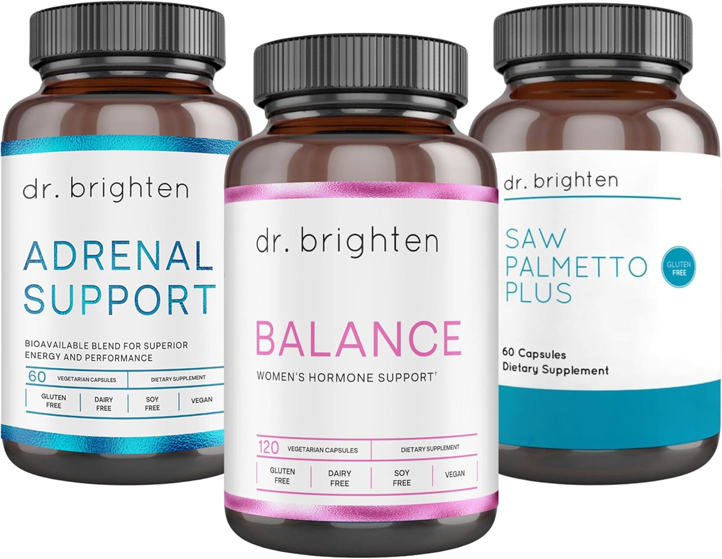 Women's Hormone Balance Kit with Adrenal Support and Saw Palmetto for PCOS by Dr. Brighten