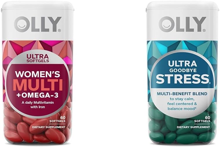 Women's Multi Softgels & Goodbye Stress Supplement with GABA, Ashwagandha, L-Theanine, and Lemon Balm - 60 Count