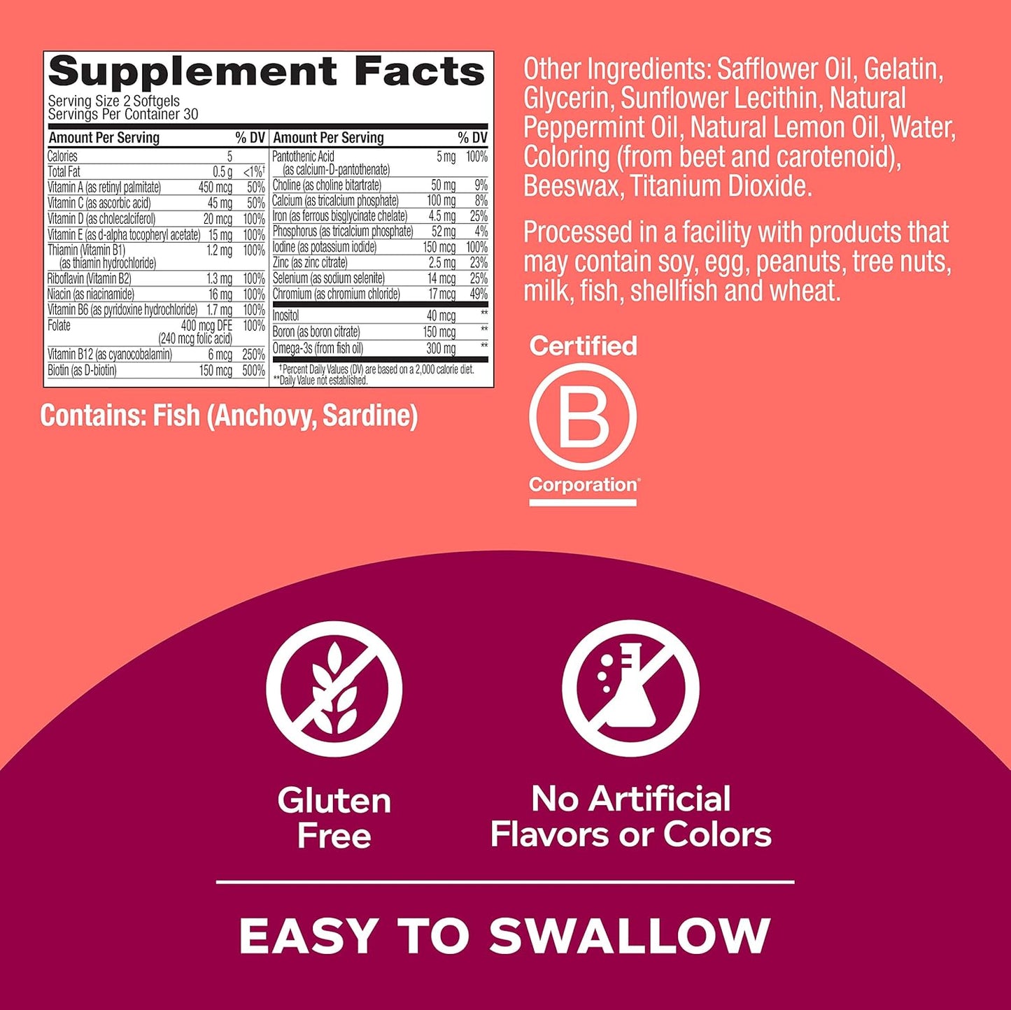 Women's Multi Softgels & Goodbye Stress Supplement with GABA, Ashwagandha, L-Theanine, and Lemon Balm - 60 Count