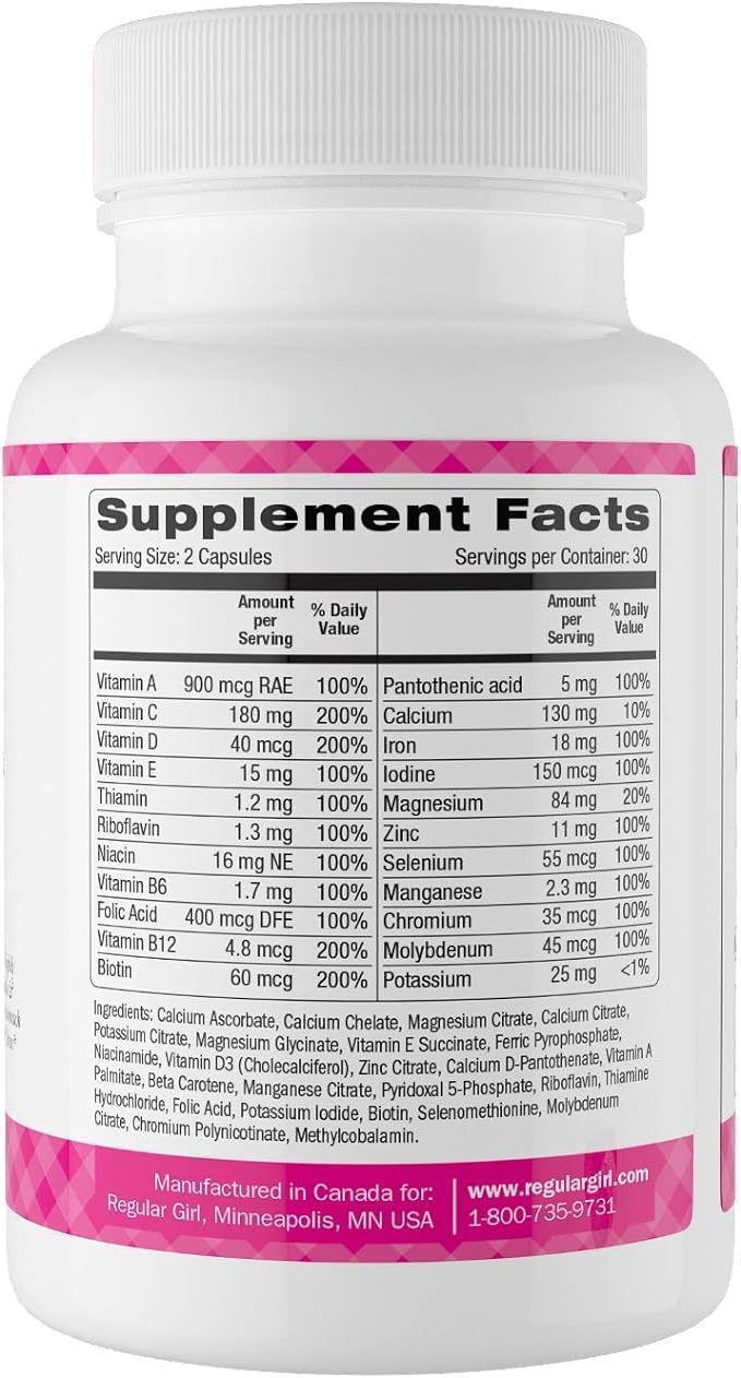 Women's Multivitamin with Sunfiber Prebiotic Fiber Bundle for Energy and Digestive Support (30 Servings) by Regular Girl - Tomorrow's Nutrition