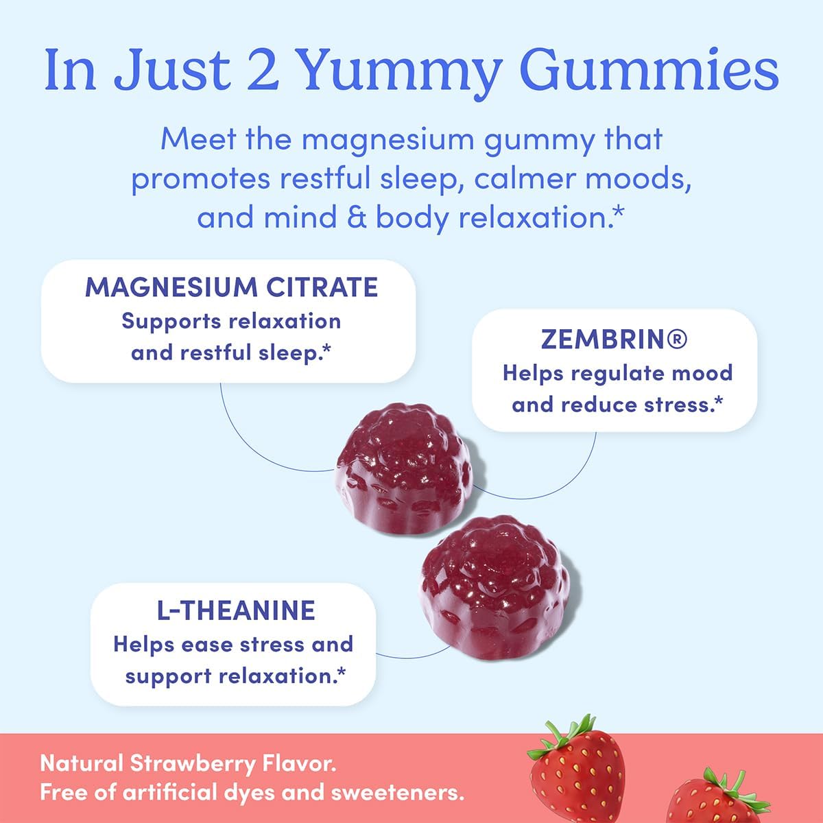 Women’s Nighttime Calming Magnesium Gummies with L-Theanine - Sleep Aid for Peaceful Rest & Balanced Mood - 60-Day Supply