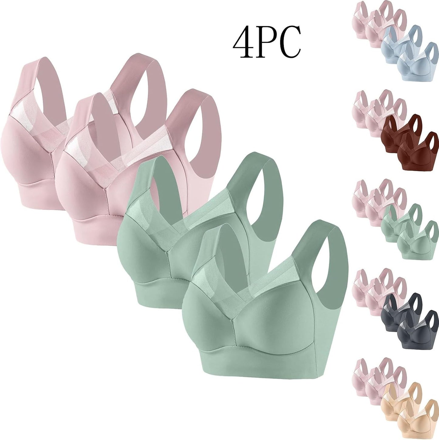 Women's Plus Size Casual Sports Bra - Wire-Free, Thin Style, Cozy Side Support for Daily Wear