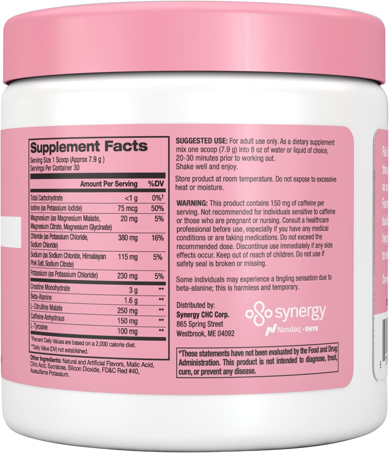 Women's Pre Workout Powder with Creatine, Beta-Alanine, Electrolytes - Watermelon Flavor - 30 Servings for Energy, Endurance, and Muscle Support