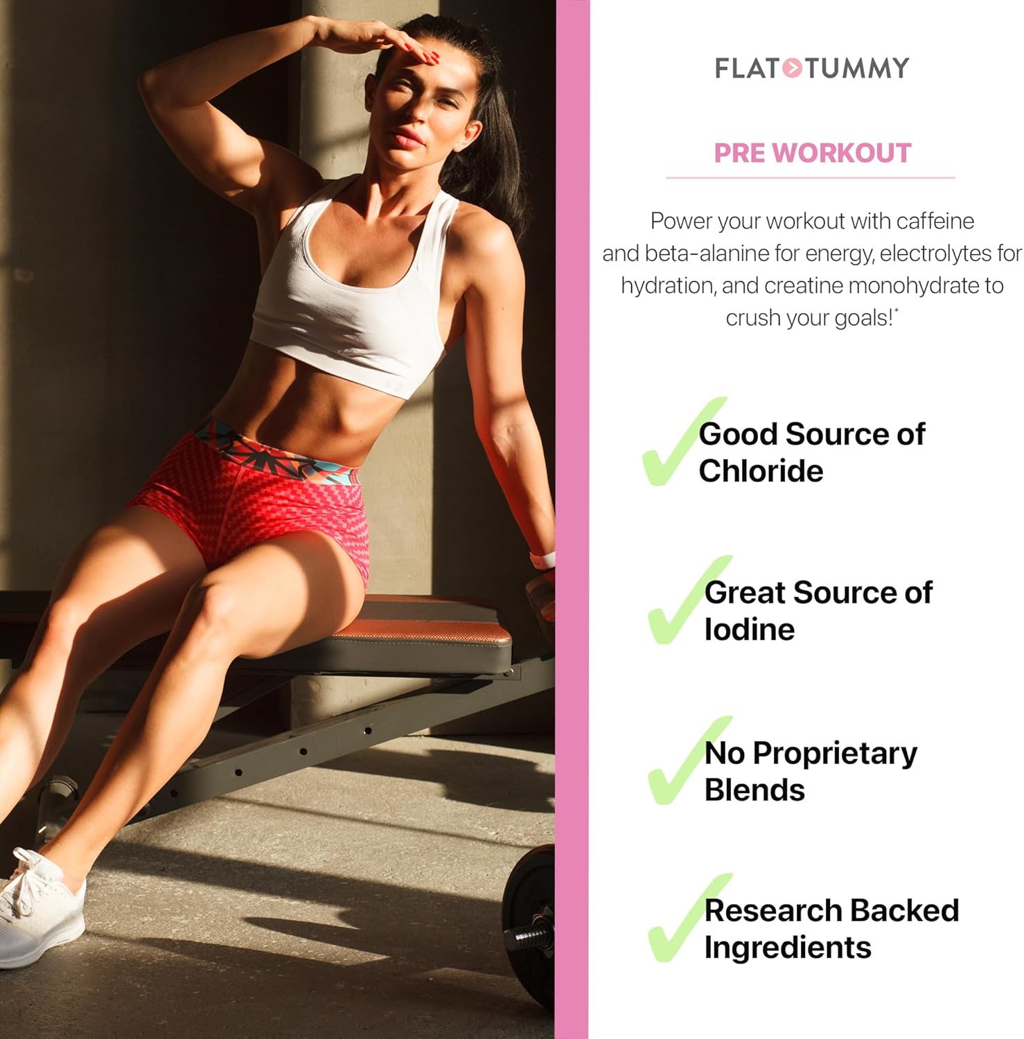 Women's Pre Workout Powder with Creatine, Beta-Alanine, Electrolytes - Watermelon Flavor - 30 Servings for Energy, Endurance, and Muscle Support