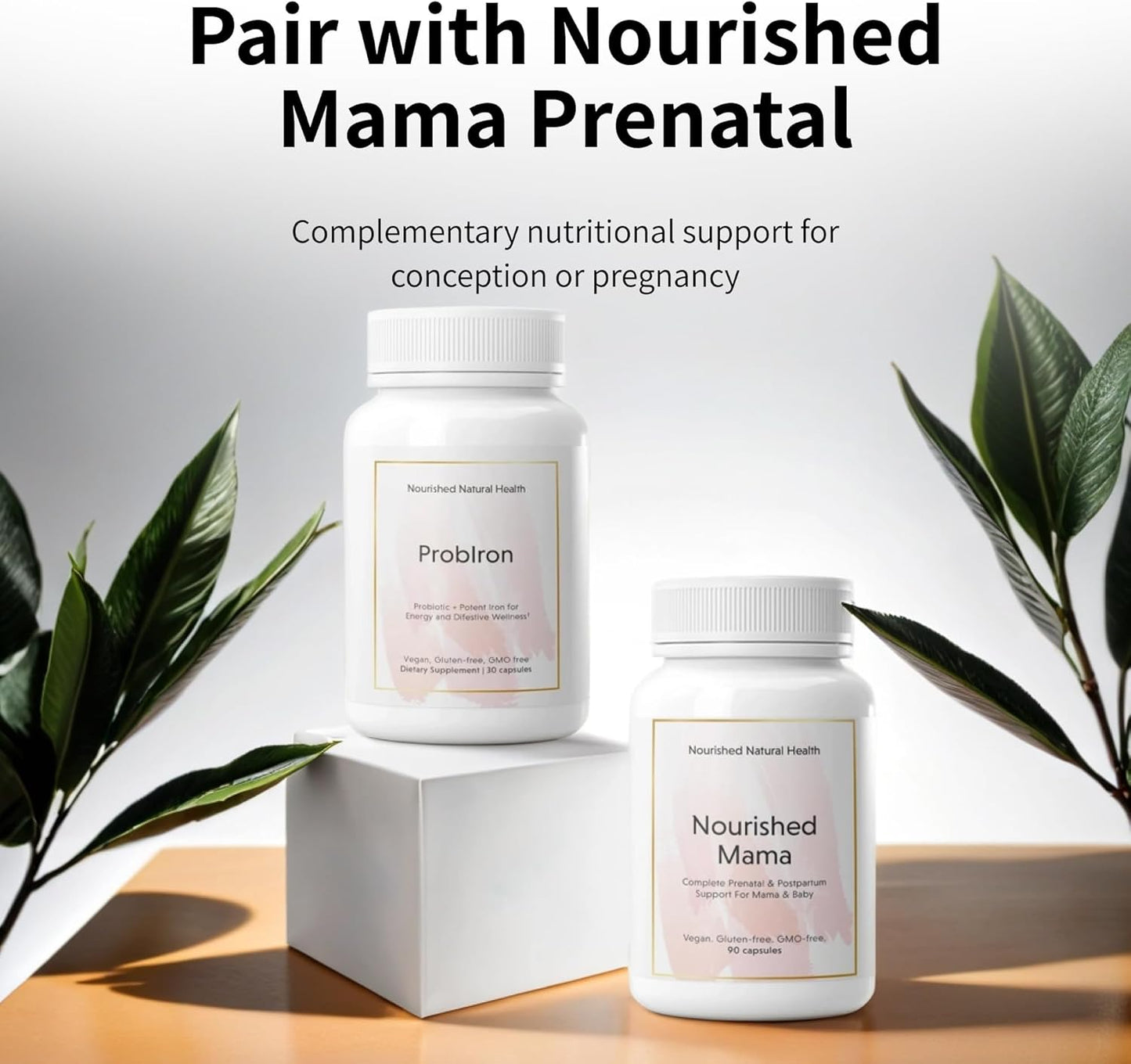 Women's Probiotic and Iron Supplement with Vitamin C and Copper - Vegan Formula for Energy and Digestive Wellness - 180 Capsules by Nourished Natural Health