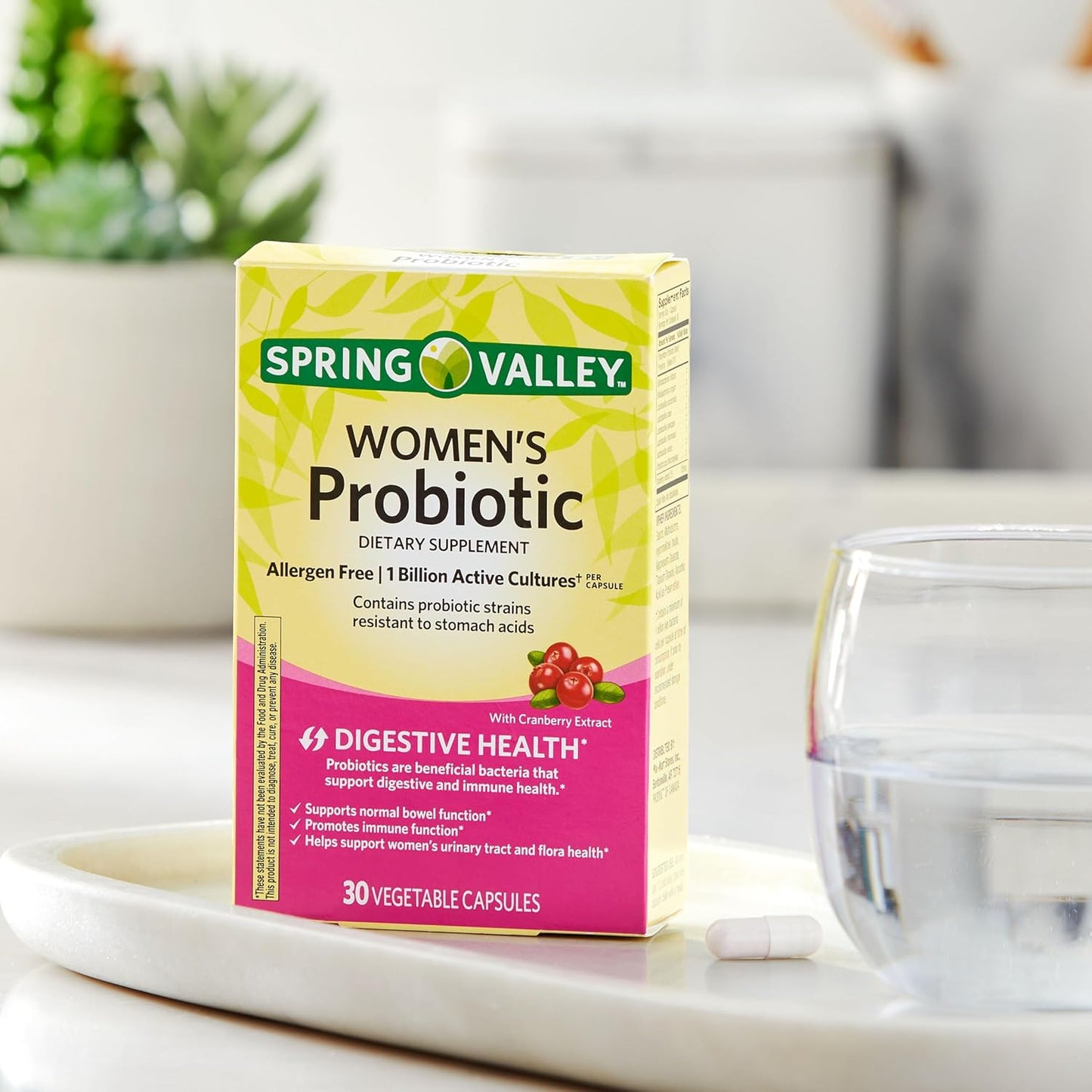 Women's Probiotic Supplement with Inulin, Cranberry & 1 Billion Cultures - Digestive, Urinary & Immune Support - 8 Strains, 30 Capsules - Gut Health for Women