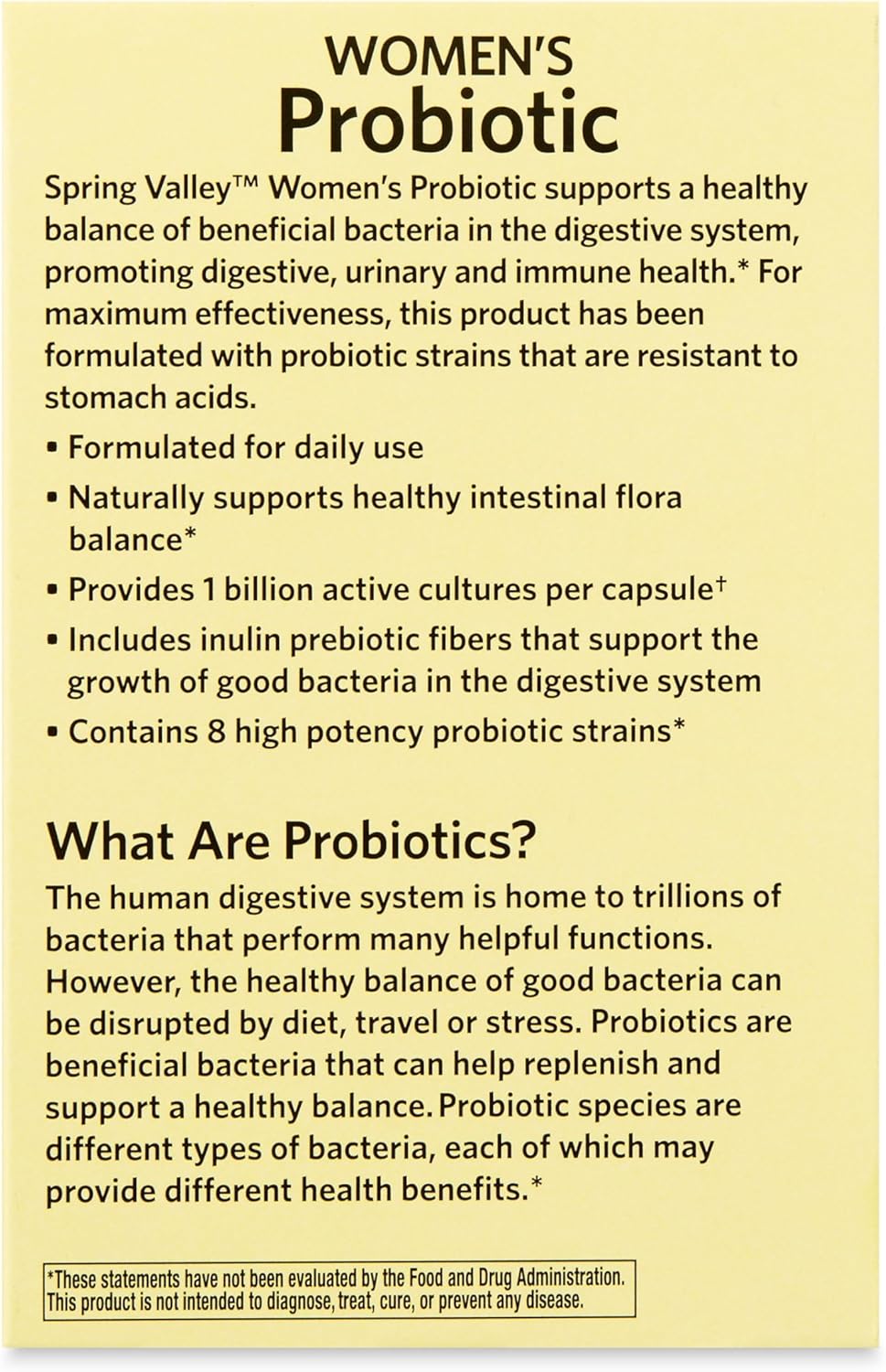 Women's Probiotic Supplement with Inulin, Cranberry & 1 Billion Cultures - Digestive, Urinary & Immune Support - 8 Strains, 30 Capsules - Gut Health for Women