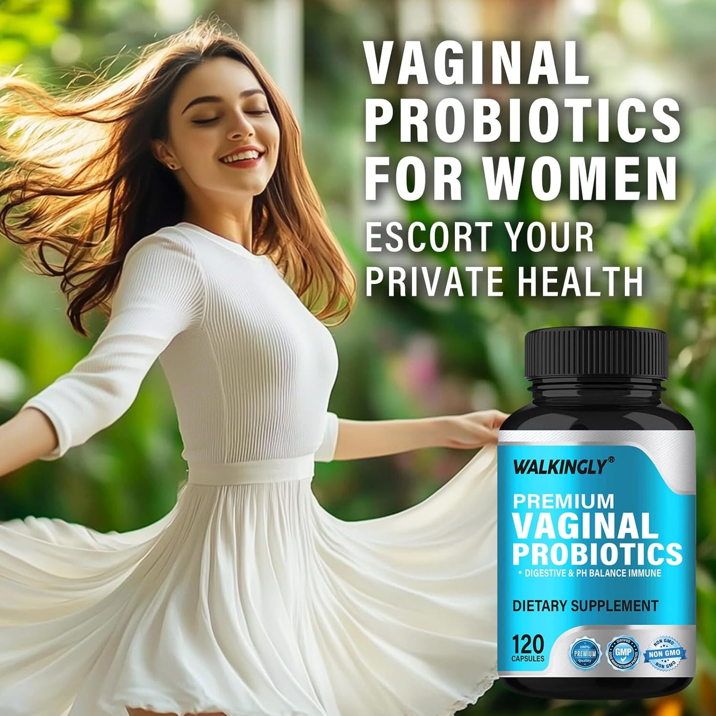 Women's Vaginal Probiotic Supplement with Prebiotics & Lactobacillus Blend - Promotes Vaginal Health, Urinary & pH Balance - 120 Capsules