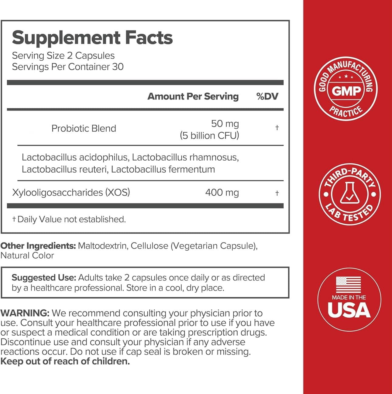 Women's Vaginal Probiotic Supplement with Prebiotics & Lactobacillus Blend - Promotes pH Balance & Healthy Vaginal Flora - 60 Capsules
