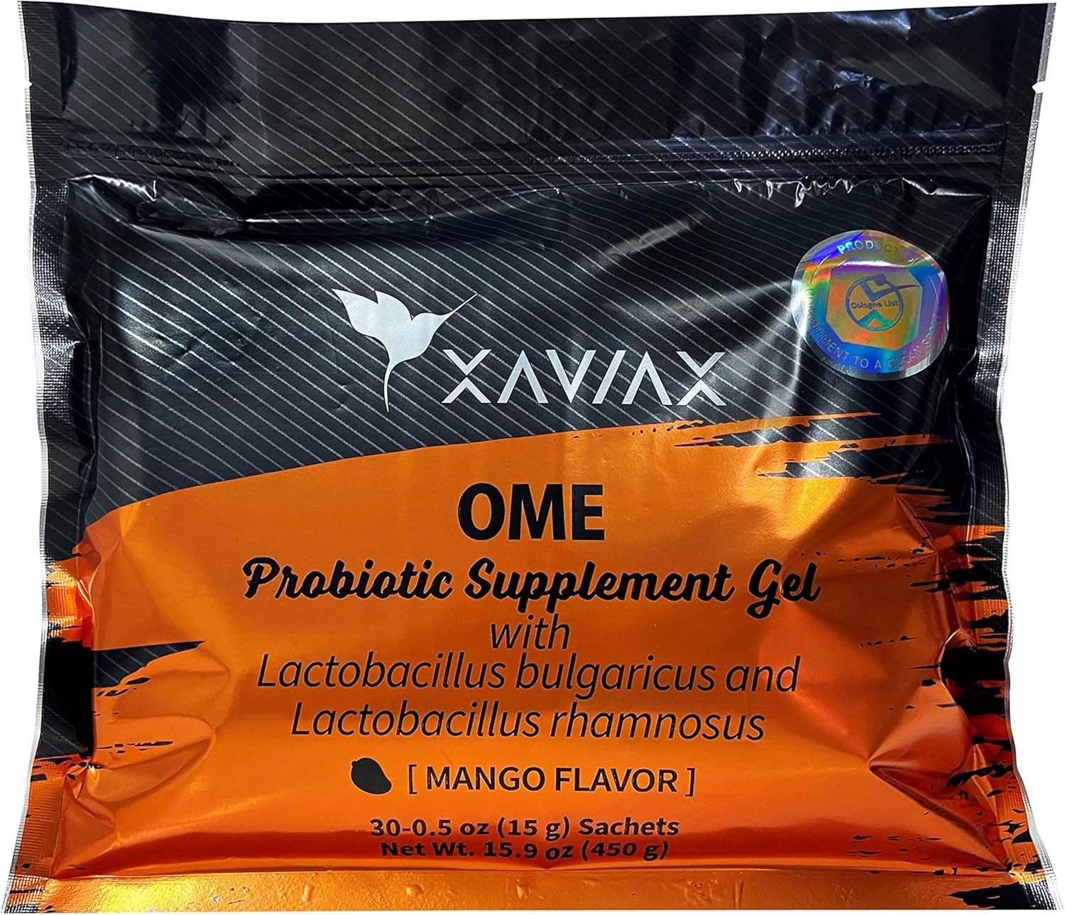 XAVIAX Probiotic Gel with Omega 3 Mango Flavor - Immune Support Supplement for Better Concentration & Memory - 30 Envelopes