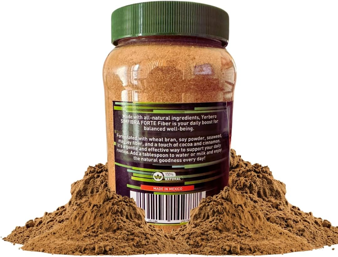 YERBERO SimFiber Forte Fiber Drink Mix 10.5oz - 100% Natural Digestive Supplement - Powdered Dietary Fiber Blend with Soy, Seaweed, Maguey, and Cinnamon - Supports Digestion