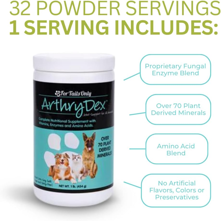 YOUNGEVITY Arthrydex Complete Nutritional Supplement for Pets - Vitamins, Probiotics, Enzymes for Healthy Bones & Joints - 2 lb Canister Pack
