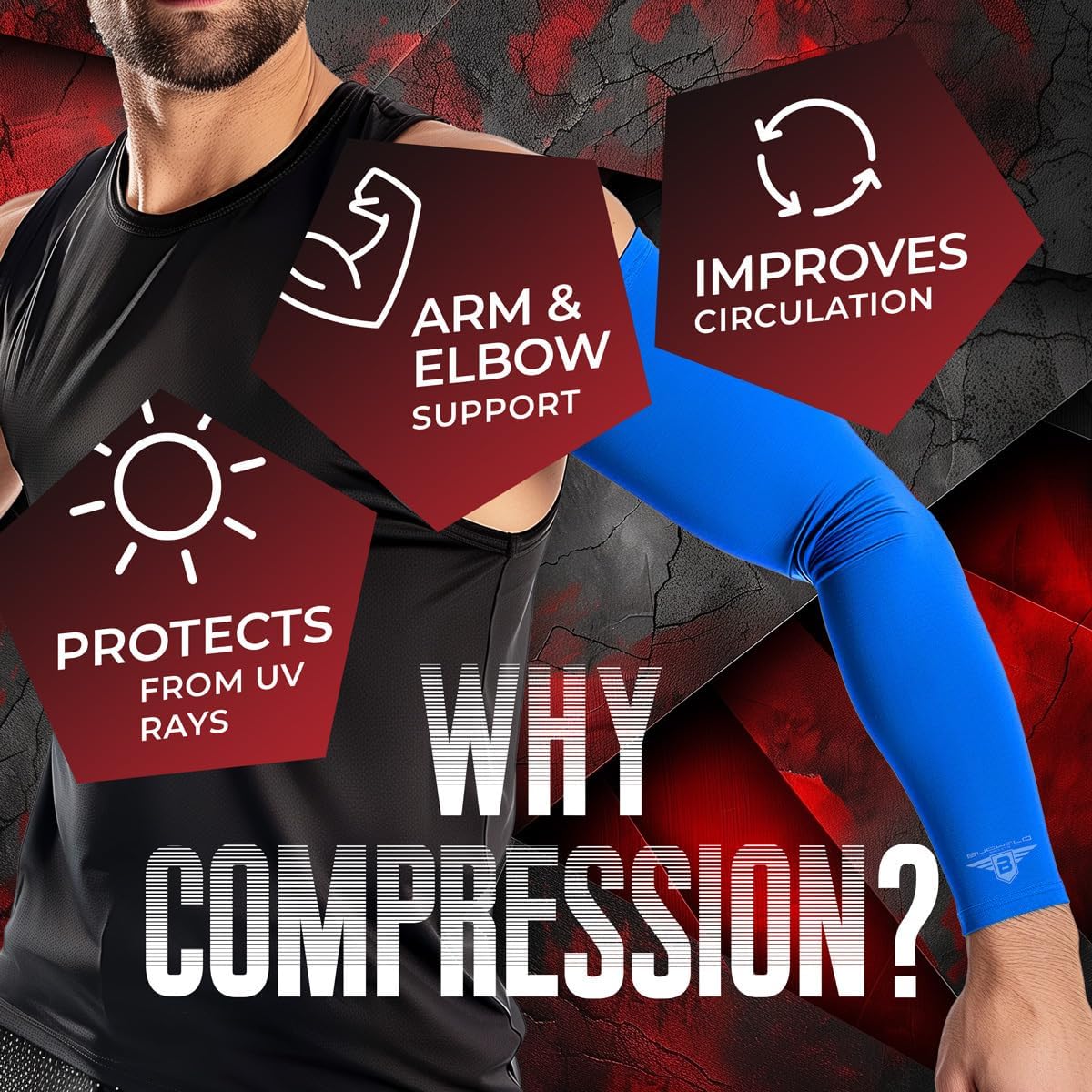 Youth & Adult Baseball Arm Sleeve for Football, Basketball, Cycling, Tennis - 1 Pair by Bucwild Sports