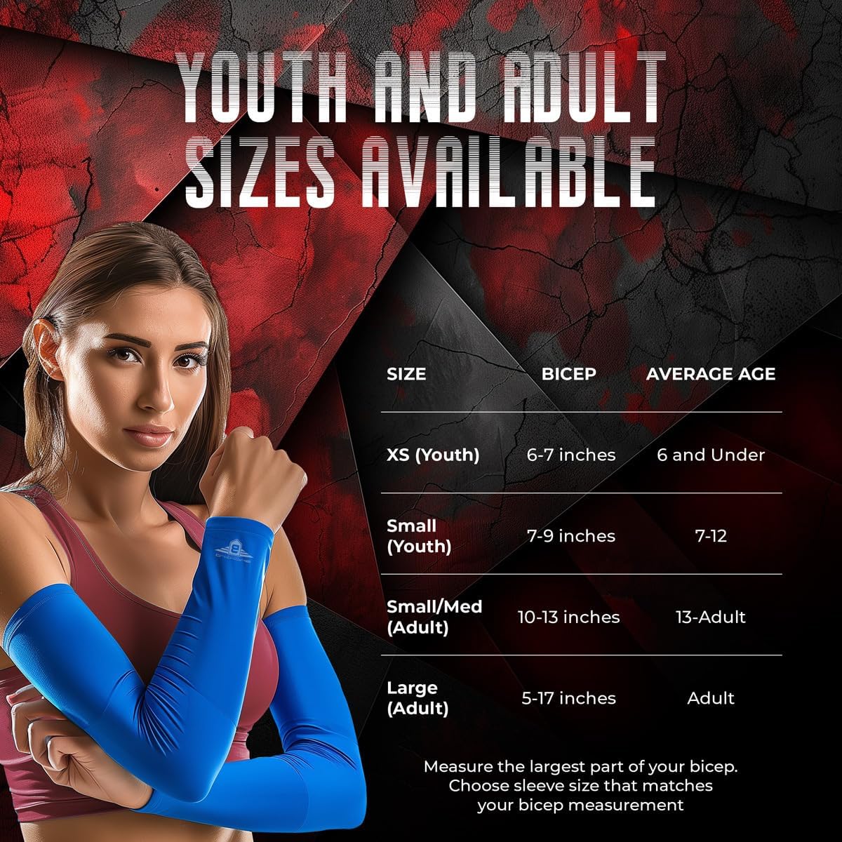 Youth & Adult Baseball Arm Sleeve for Football, Basketball, Cycling, Tennis - 1 Pair by Bucwild Sports