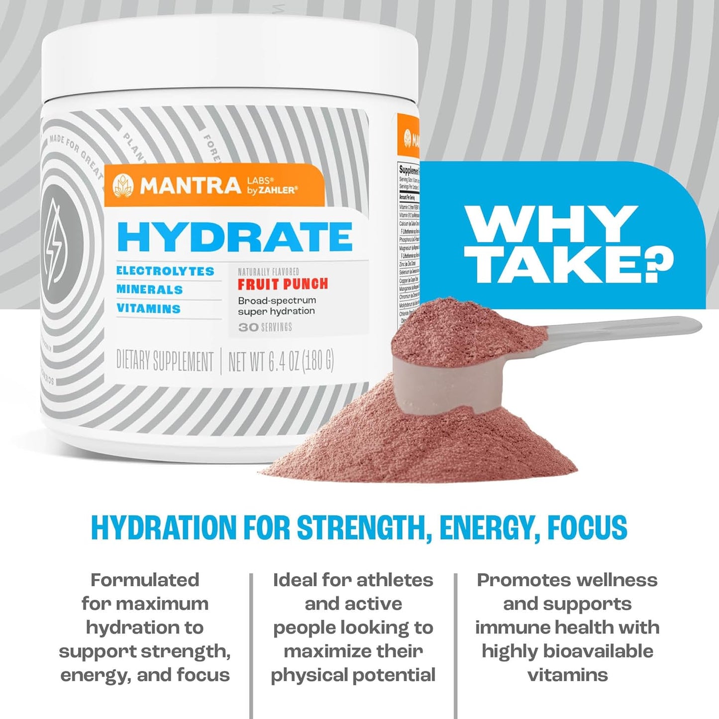 Zahler Mantra Sugar-Free Hydration Supplement, Fruit Punch Flavor, 30 Servings - Game-Changing and Delicious
