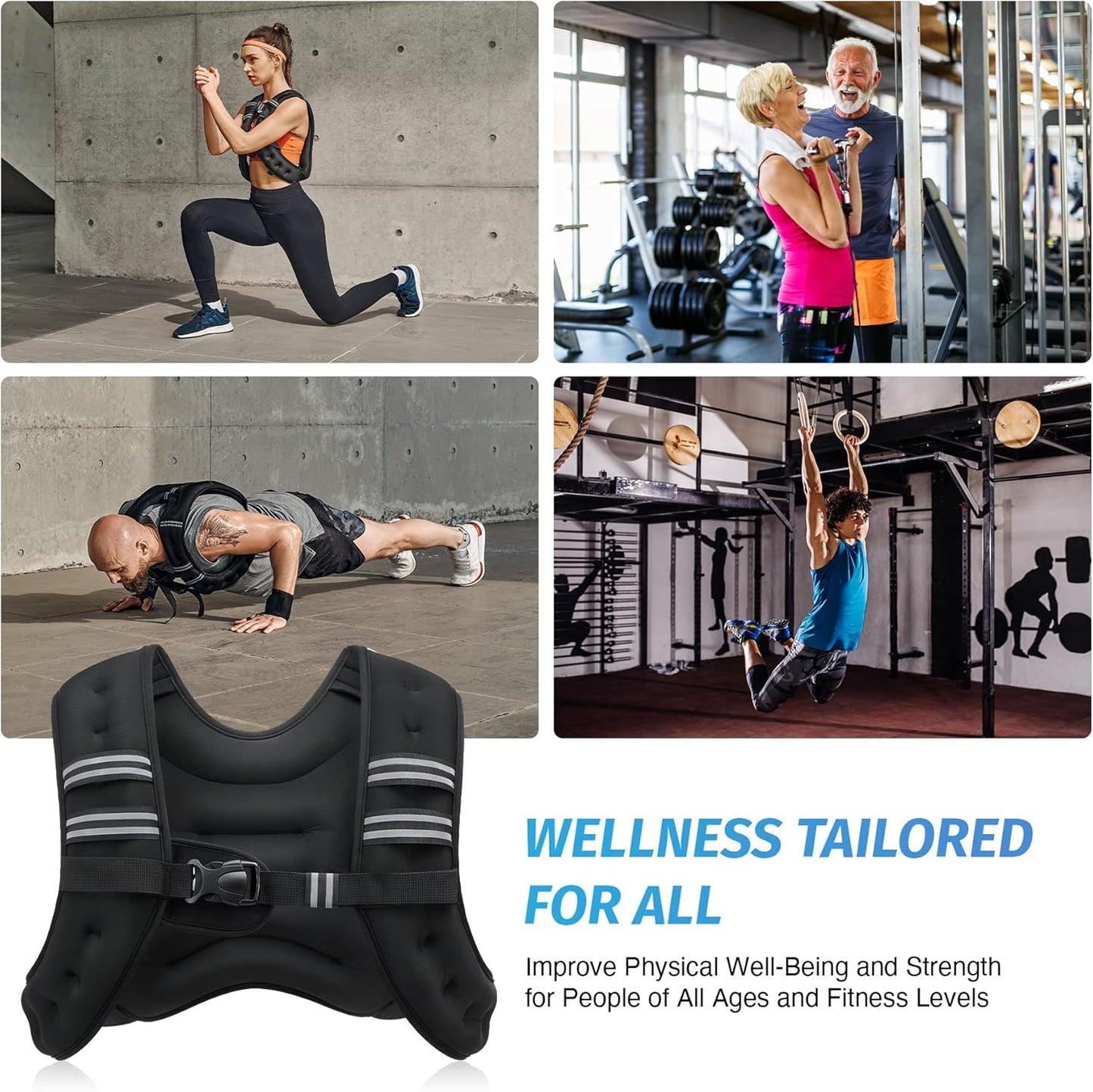 ZELUS Weighted Vest with Reflective Stripe for Strength Training, Running, Fitness & Slimming Formula - 6lb to 30lb Options