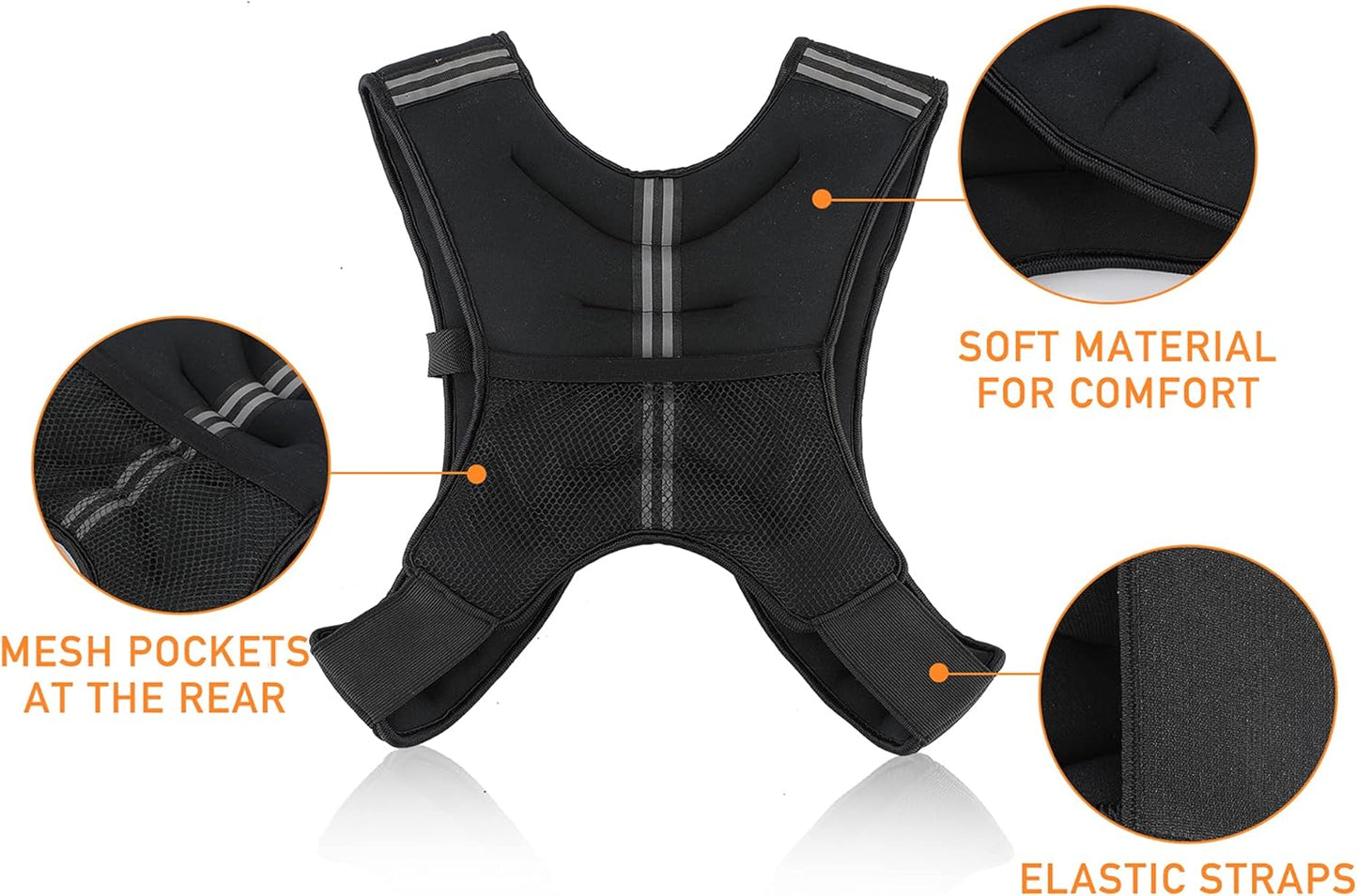 ZELUS Weighted Vest with Reflective Stripe for Strength Training, Running, Fitness & Slimming Formula - 6lb to 30lb Options