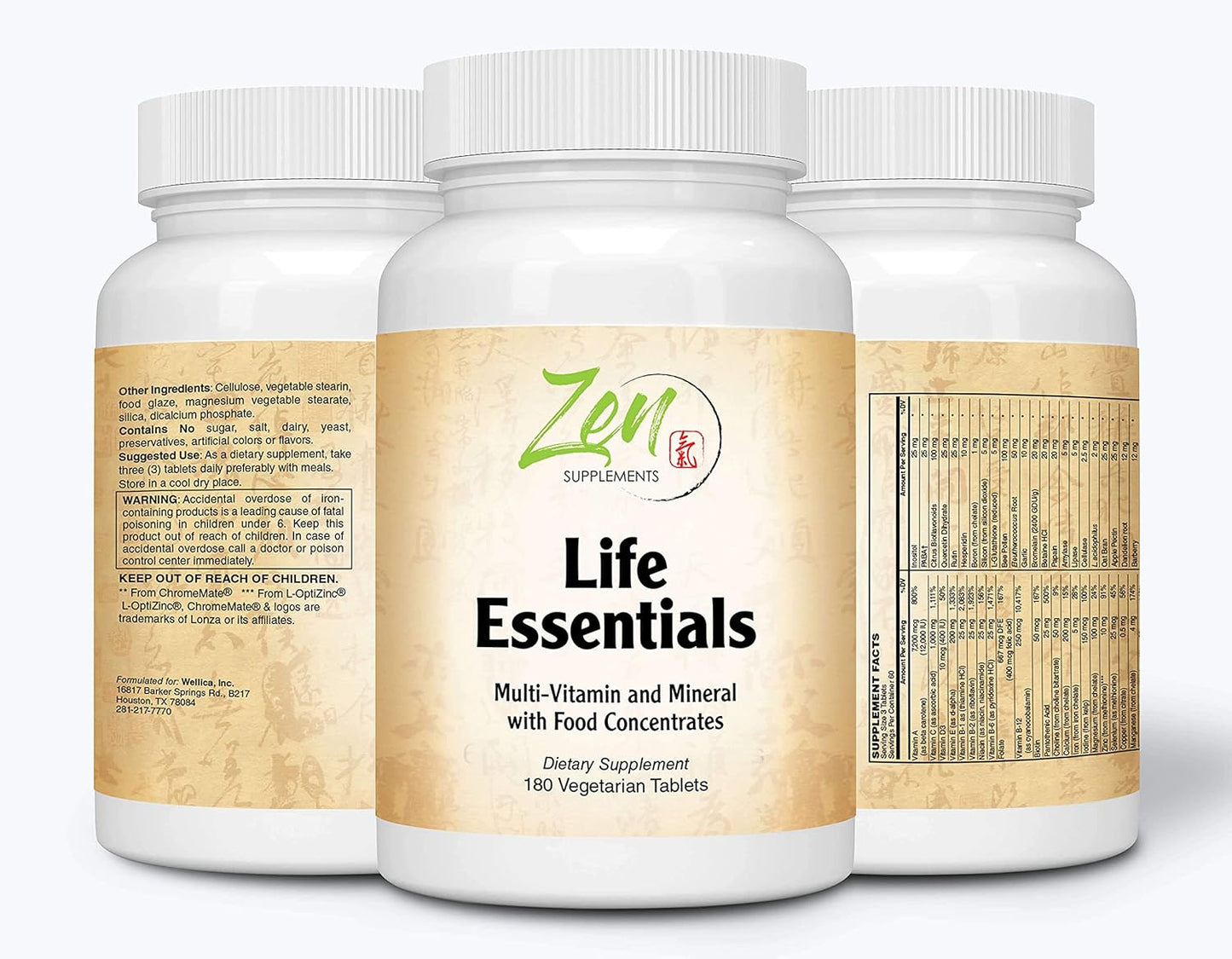Zen Supplements Whole Food Life Essentials Multivitamin - Full-Spectrum Minerals, Super Food Nutrients, PhytoAlgae, Greens Blend - Arthritis Pain Relief, Energy Boost - 180 Tablets