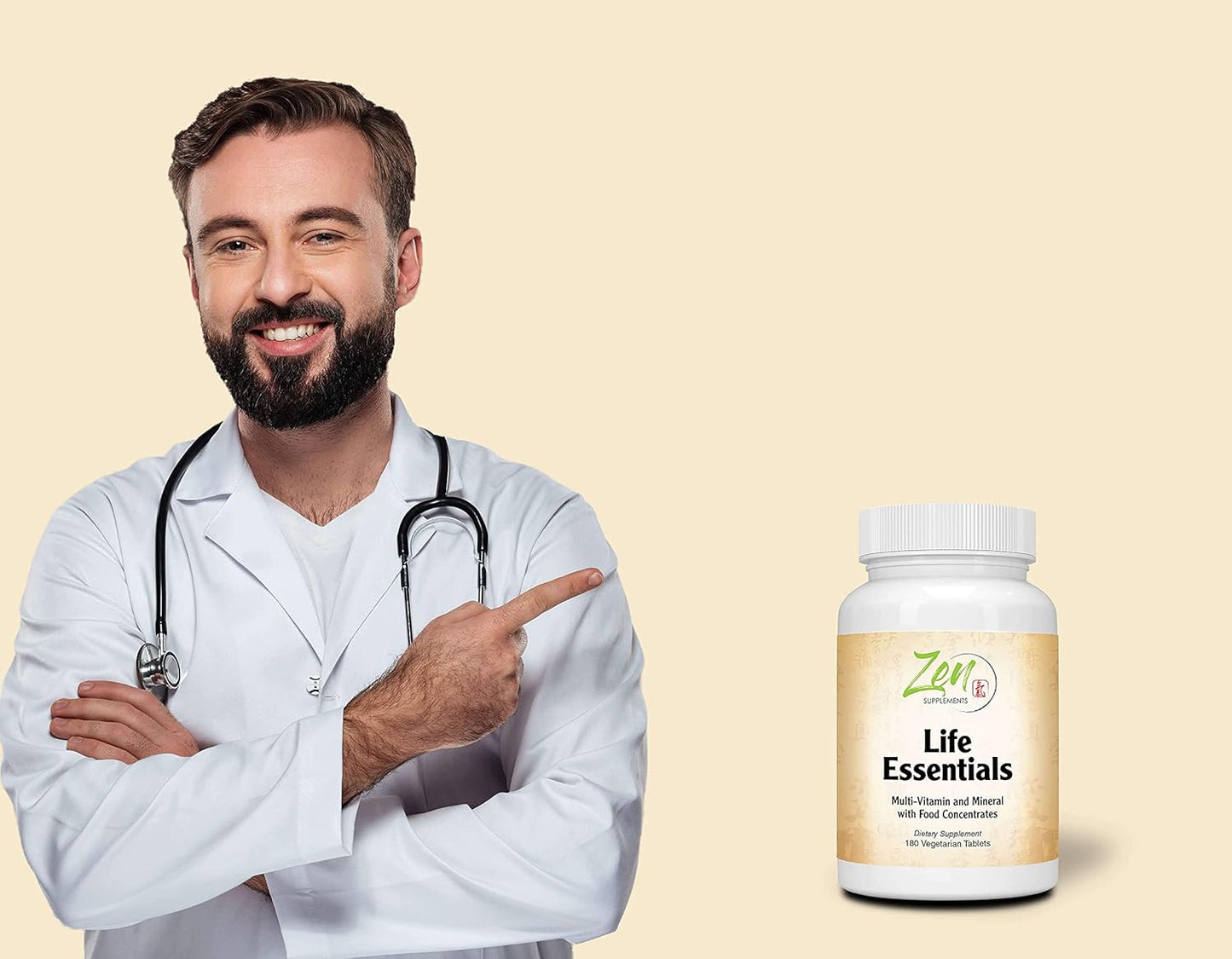 Zen Supplements Whole Food Life Essentials Multivitamin - Full-Spectrum Minerals, Super Food Nutrients, PhytoAlgae, Greens Blend - Arthritis Pain Relief, Energy Boost - 180 Tablets