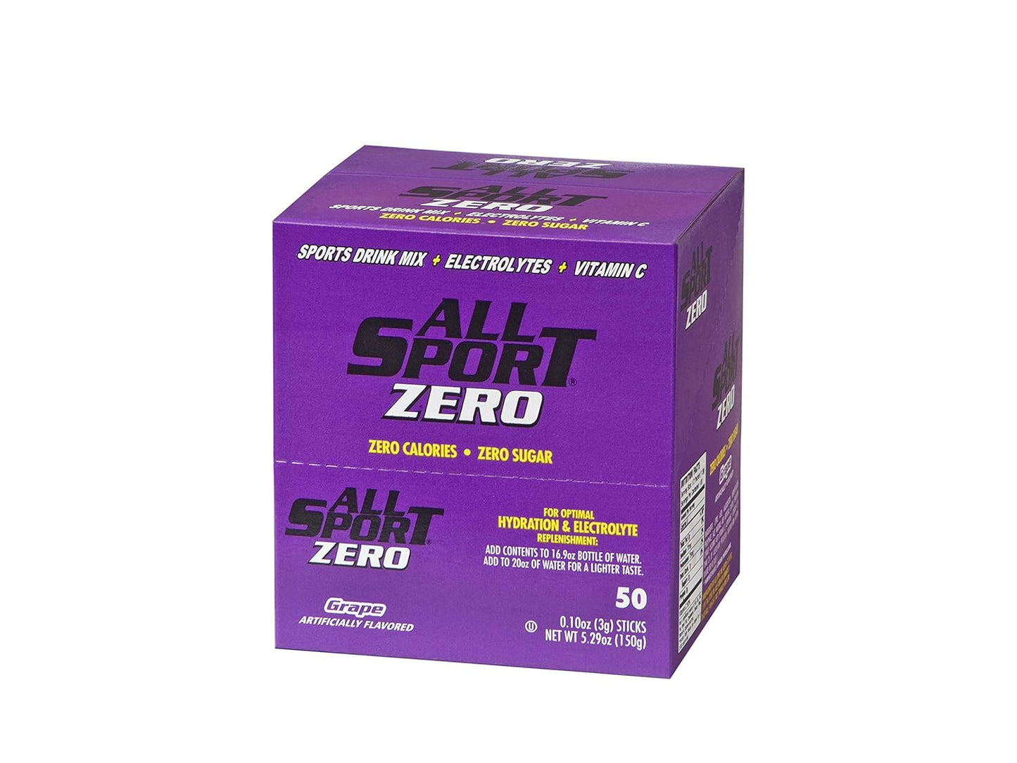Zero Calorie Grape Electrolyte Drink Mix Sticks - 2x Potassium, Sugar Free, All Sport Powder Hydration (50 Count)