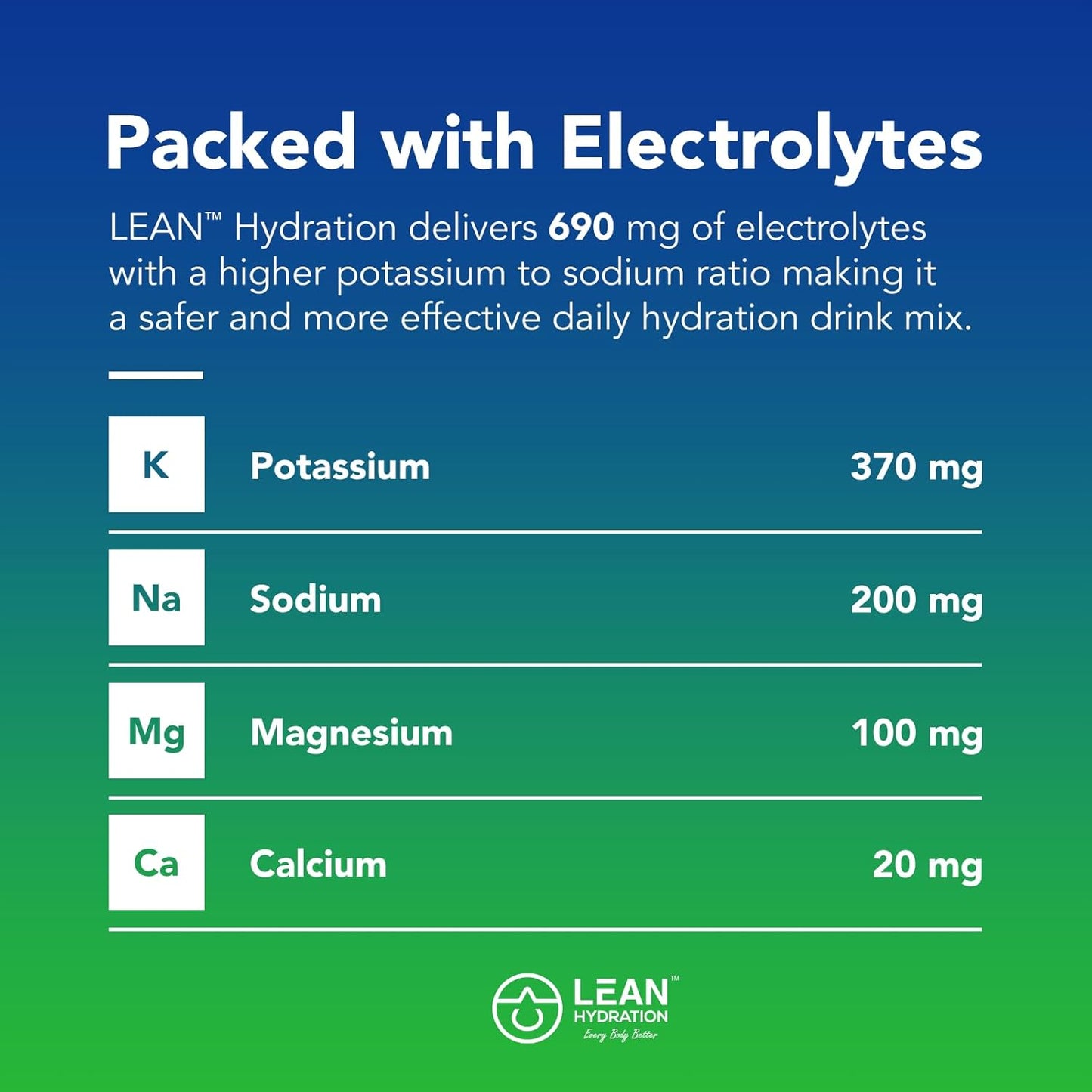 Zero Calorie Lean Hydration Electrolyte Drink Mix Packets with Vitamins & Minerals - Pineapple Mango Flavor - 16 ct