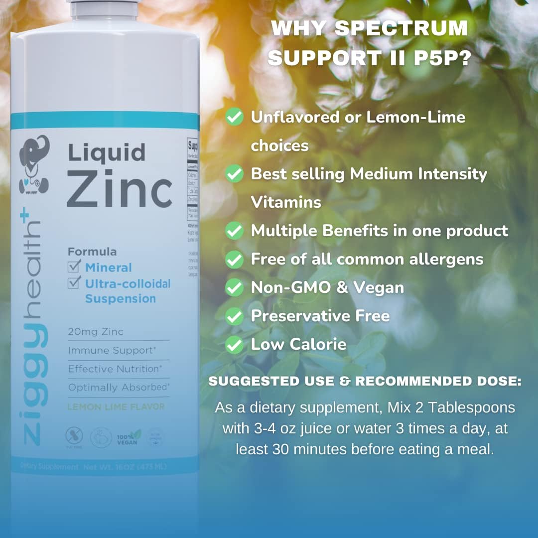 ZIGGYHEALTH Liquid Zinc Supplement - Immune Support & Detox, Skin Care Vitamins for Kids & Adults, Gluten Free, Vegan (32 oz)