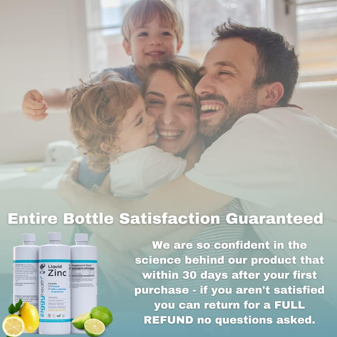 ZIGGYHEALTH Liquid Zinc Supplement - Immune Support & Detox, Skin Care Vitamins for Kids & Adults, Gluten Free, Vegan (32 oz)