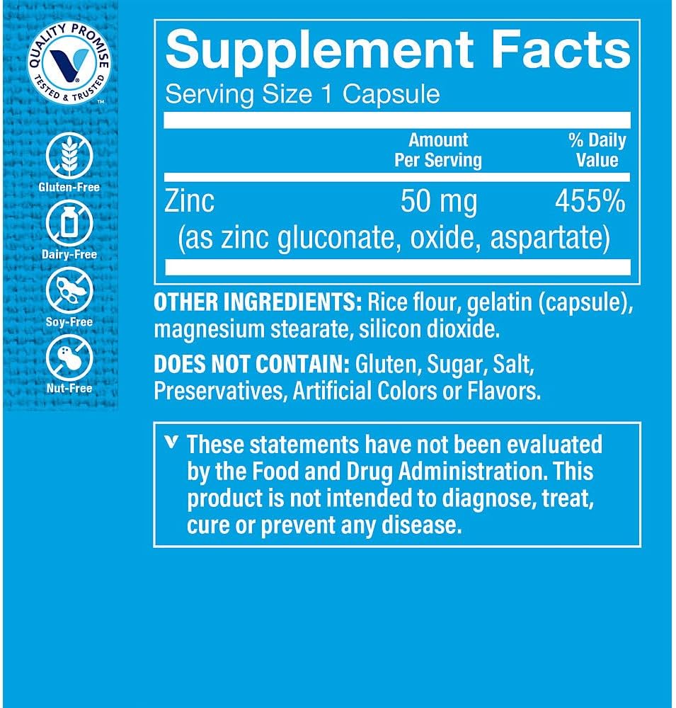 Zinc 50mg per Serving - 300 Capsules by The Vitamin Shoppe
