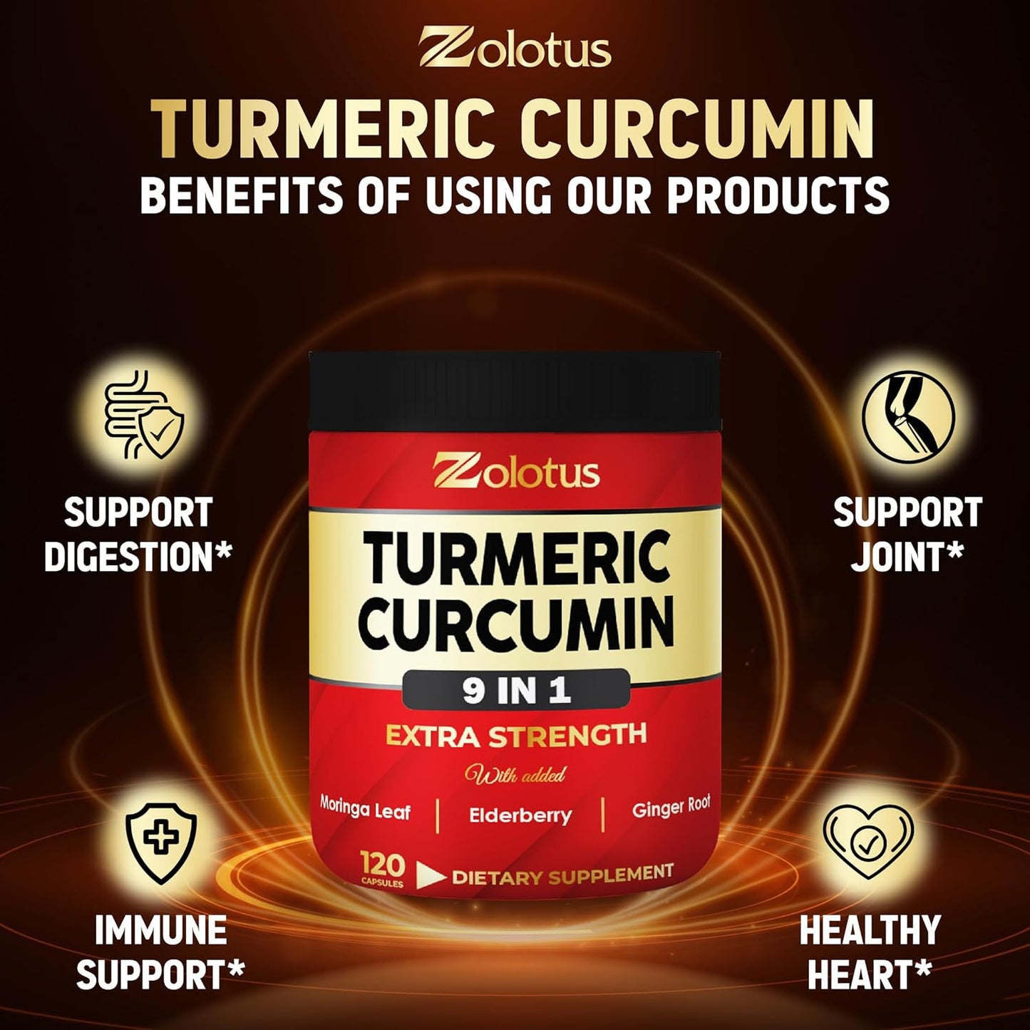 Zolotus Turmeric Curcumin Supplement with Immune Support and Joint Inflammatory Relief