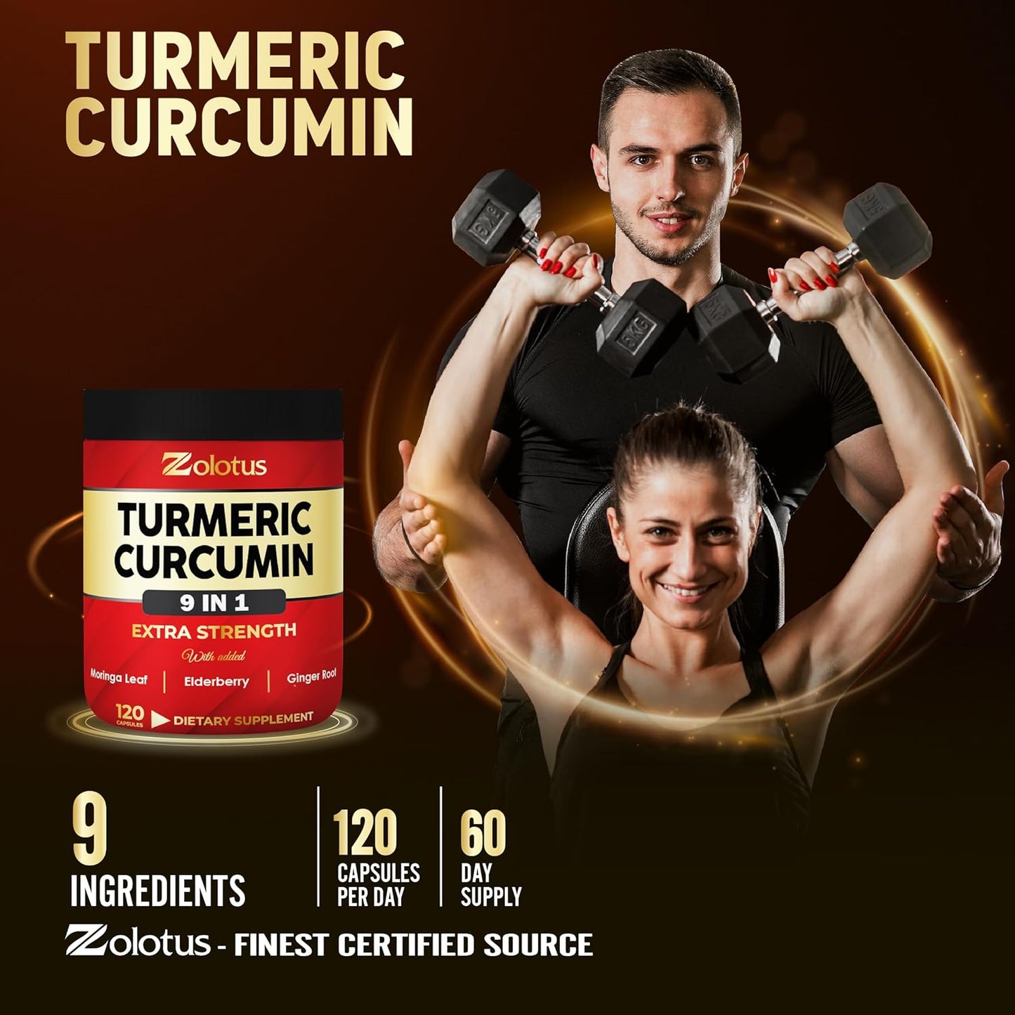 Zolotus Turmeric Curcumin Supplement with Immune Support and Joint Inflammatory Relief