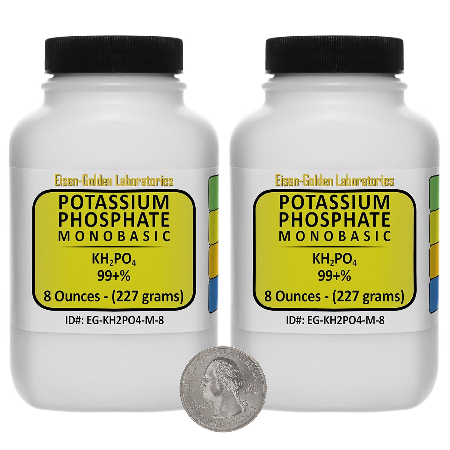 1 Lb Potassium Phosphate Monobasic [KH2PO4] 99+% Fine Crystals by Eisen-Golden Laboratories, Packed in Two Bottles for Easy Storage