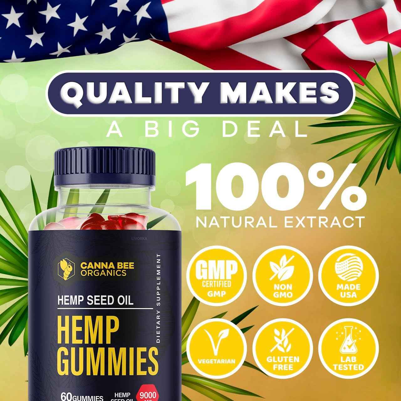 1 Pack - Canna Bee Gummies - Canna Bee Organics 30 Gummies for 1 Month, CannaBee metabolism booster Gummies, Canna Bee metabolism booster 9000 MG Per Bottle, Canna Gummies, Canna metabolism booster Gummies