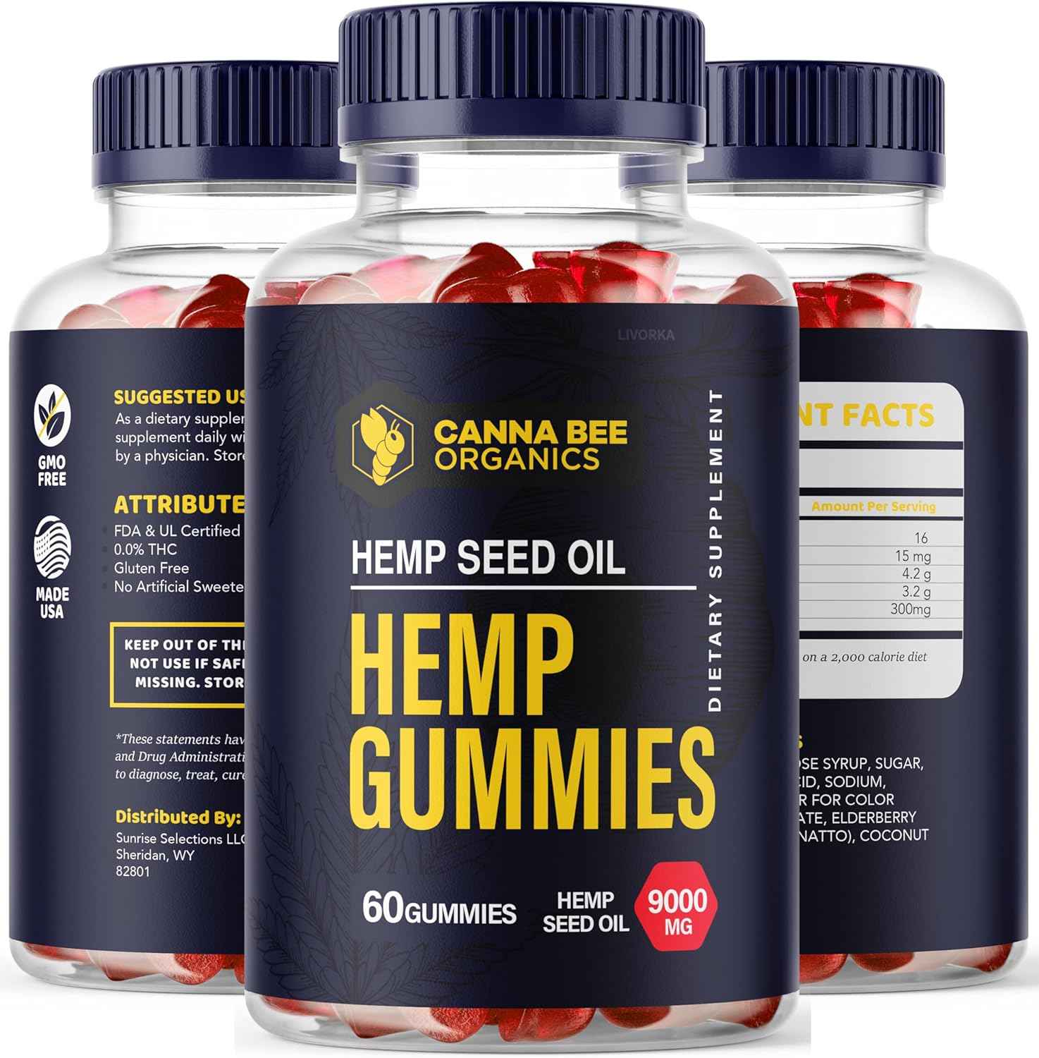 1 Pack - Canna Bee Gummies - Canna Bee Organics 30 Gummies for 1 Month, CannaBee metabolism booster Gummies, Canna Bee metabolism booster 9000 MG Per Bottle, Canna Gummies, Canna metabolism booster Gummies