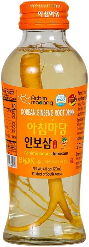 10 Bottles of Achimmadang Inbosam Korean Ginseng Root Drink - 4 fl oz Each