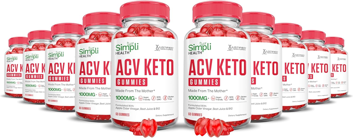 10 Pack of Justified Laboratories Simpli Health Keto ACV Gummies - Advanced Formula with 1000MG Ketonature Keto Gummies with Apple Cider Vinegar, Pomegranate, Beet Juice Powder, B12 - Vegan, Non GMO (600 Gummies)