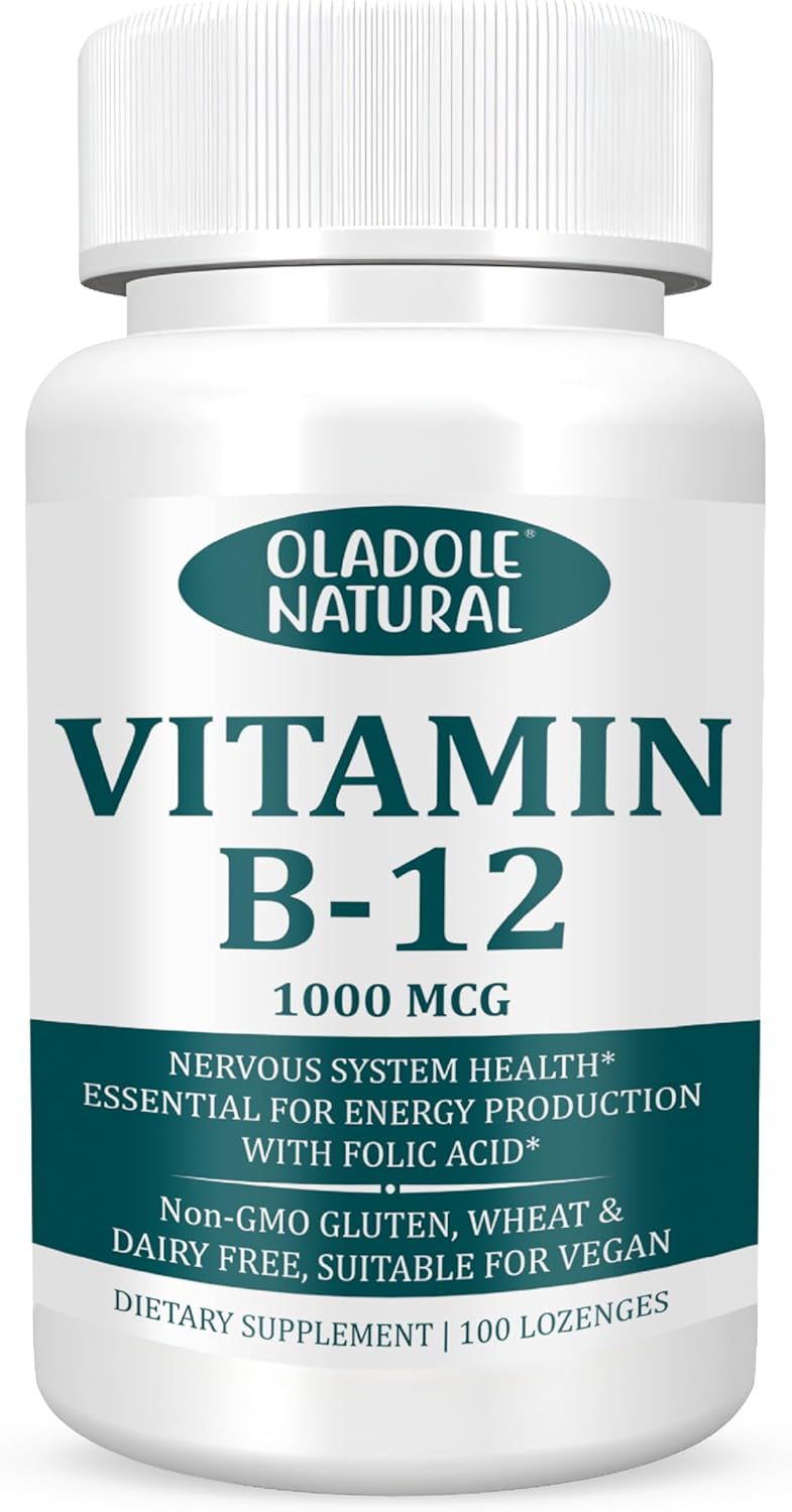 100 Black Cherry Flavour B-12 Lozenges with Folic Acid for Energy Boost and Immune Support