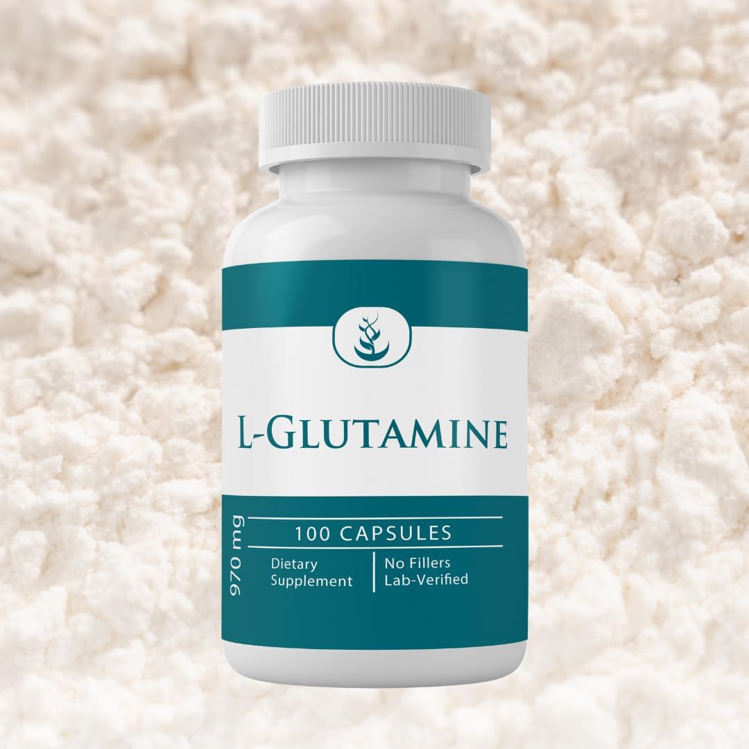 100 Capsules of Non-GMO & Gluten-Free L-Glutamine Amino Acid with Pure Original Ingredients