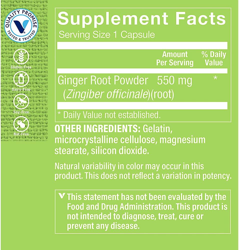 100 Capsules of Vitamin Shoppe Ginger Root 550MG Whole Herb Supplement for Digestion & Soothing