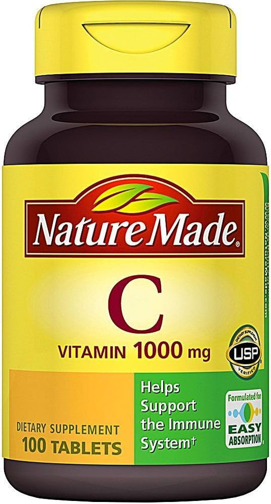 100 Count Nature Made Vitamin C 1000mg Tablets for Immune Support