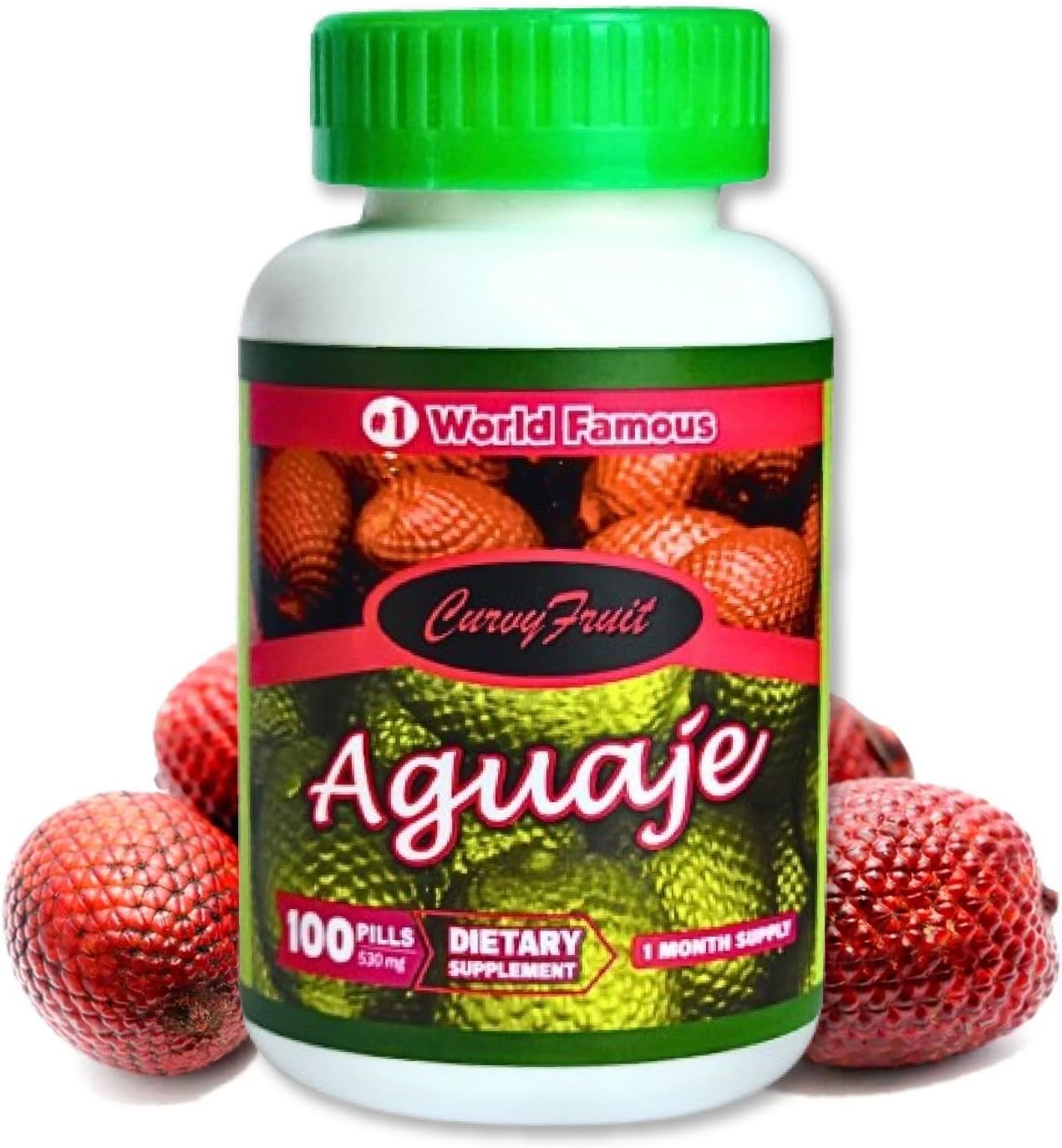 100% Natural Aguaje CurvyFruit Pills from Peru - 550mg x 100 Capsules for Curves (1 Month Supply)
