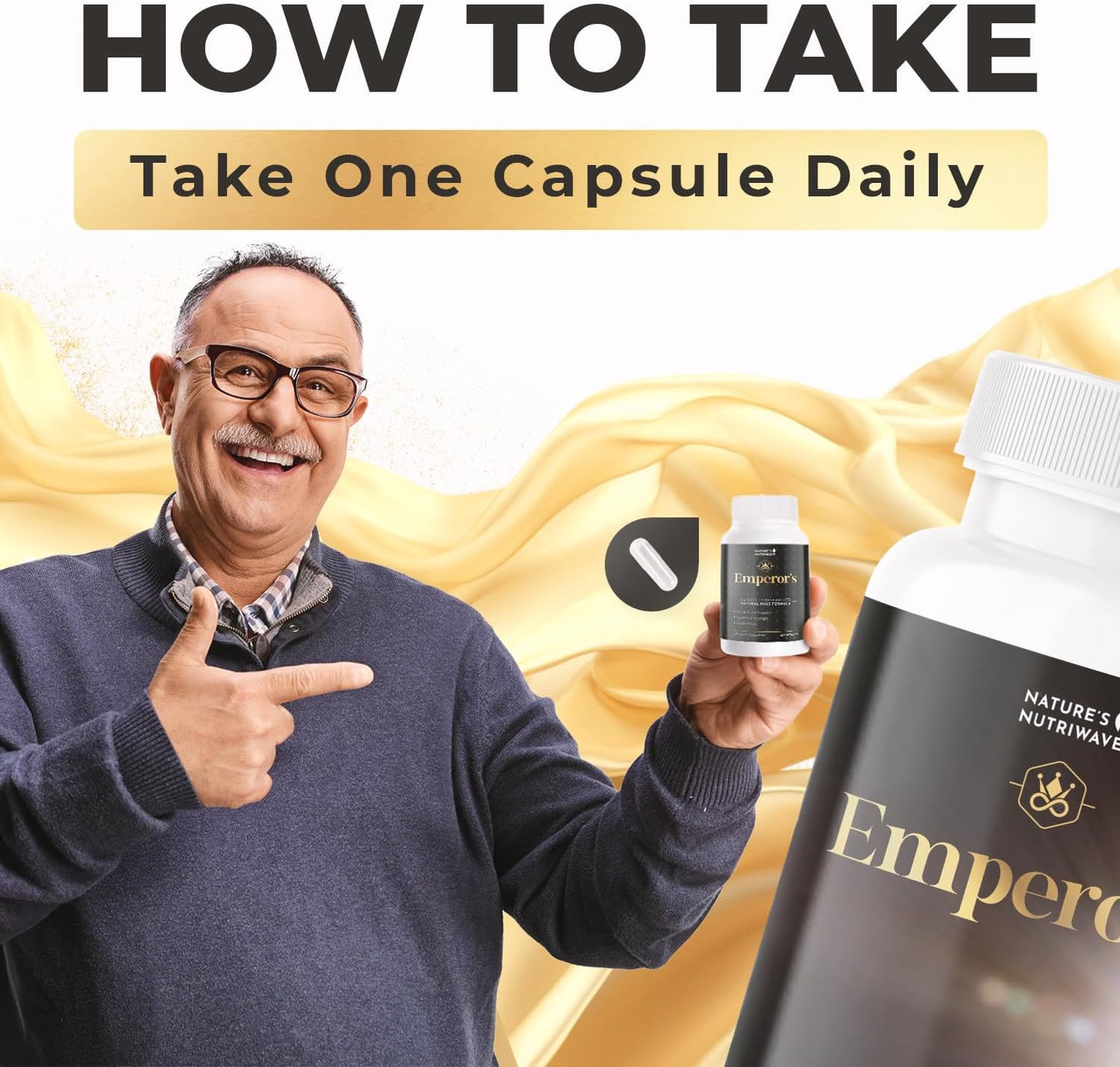 100% Natural Herbal Supplement for Energy & Vitality - Non-GMO, No Stimulants | 60 Capsules, Made in USA | Nature’s NutriWave Emperor’s Vigor Tonic