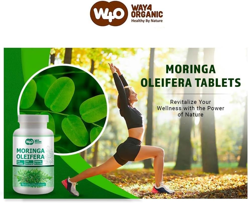100% Organic Moringa Leaf Powder Capsules - 300 Pills, 150 Servings, 1000 mg (2 Pack) by WAY 4 ORGANIC