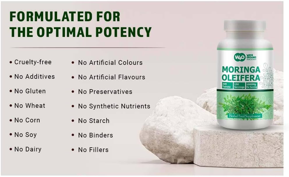 100% Organic Moringa Leaf Powder Capsules - 300 Pills, 150 Servings, 1000 mg (2 Pack) by WAY 4 ORGANIC