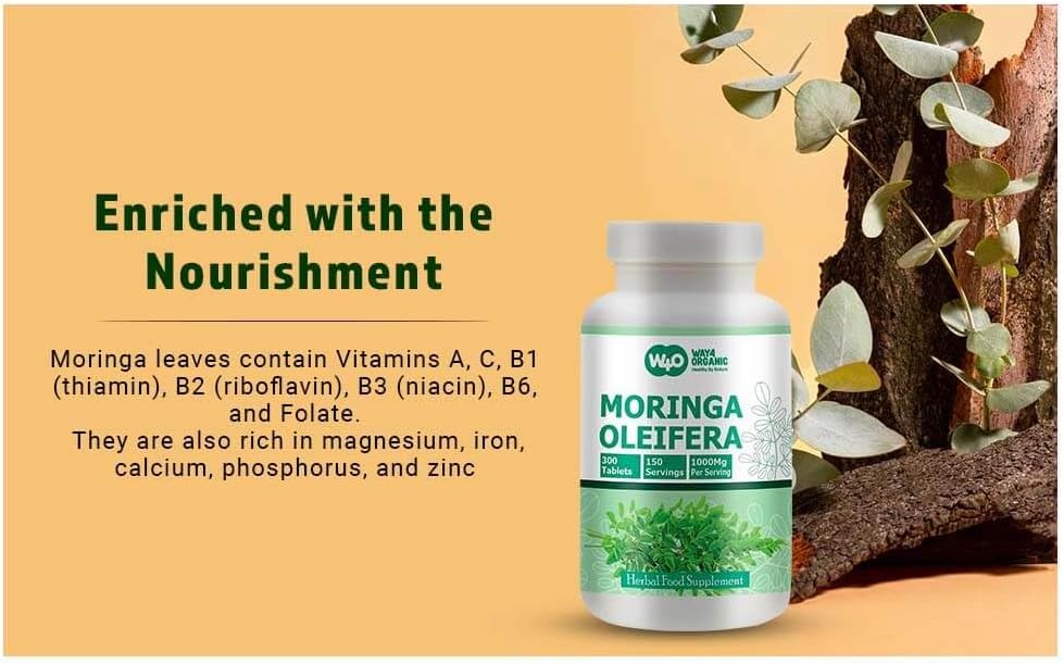 100% Organic Moringa Leaf Powder Capsules - 300 Pills, 150 Servings, 1000 mg (2 Pack) by WAY 4 ORGANIC