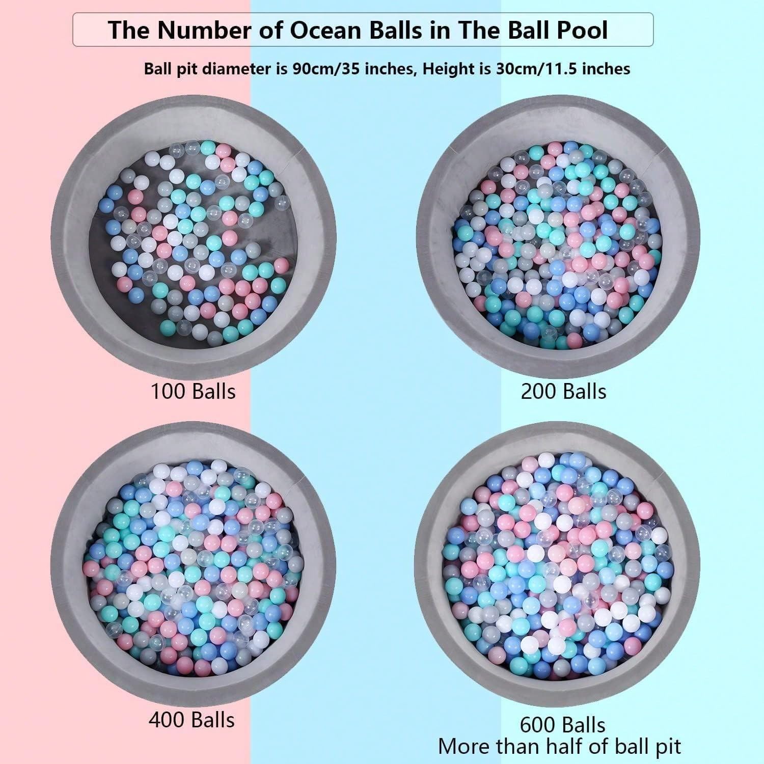 100 Pack MoonxHome BPA-Free Ball Pit Balls for Toddlers, Crush-Proof Plastic Ocean Balls for Children's Play Tent and Pool - 2.15 Inch