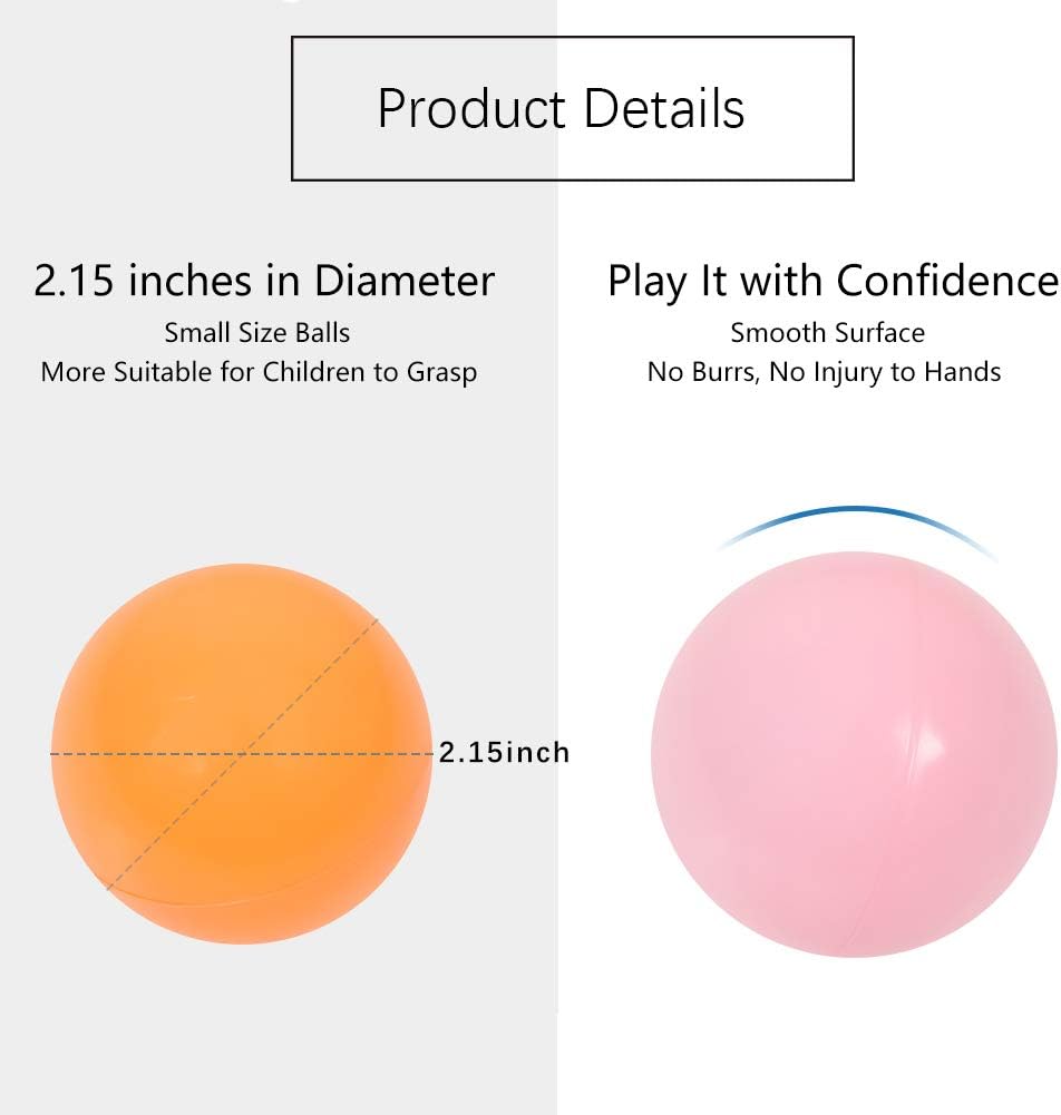 100 Pack MoonxHome BPA-Free Ball Pit Balls for Toddlers, Crush-Proof Plastic Ocean Balls for Children's Play Tent and Pool - 2.15 Inch