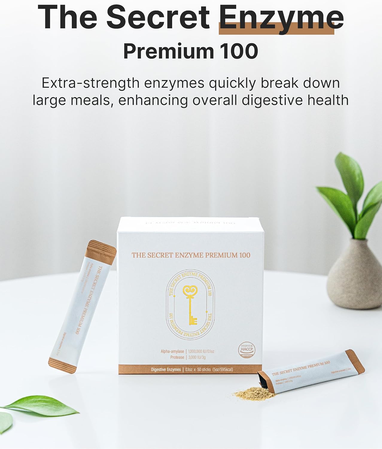 100 Premium Secret Enzyme Sticks + 30 K-Collagen Peach Jelly Sticks for Digestive & Skin Health