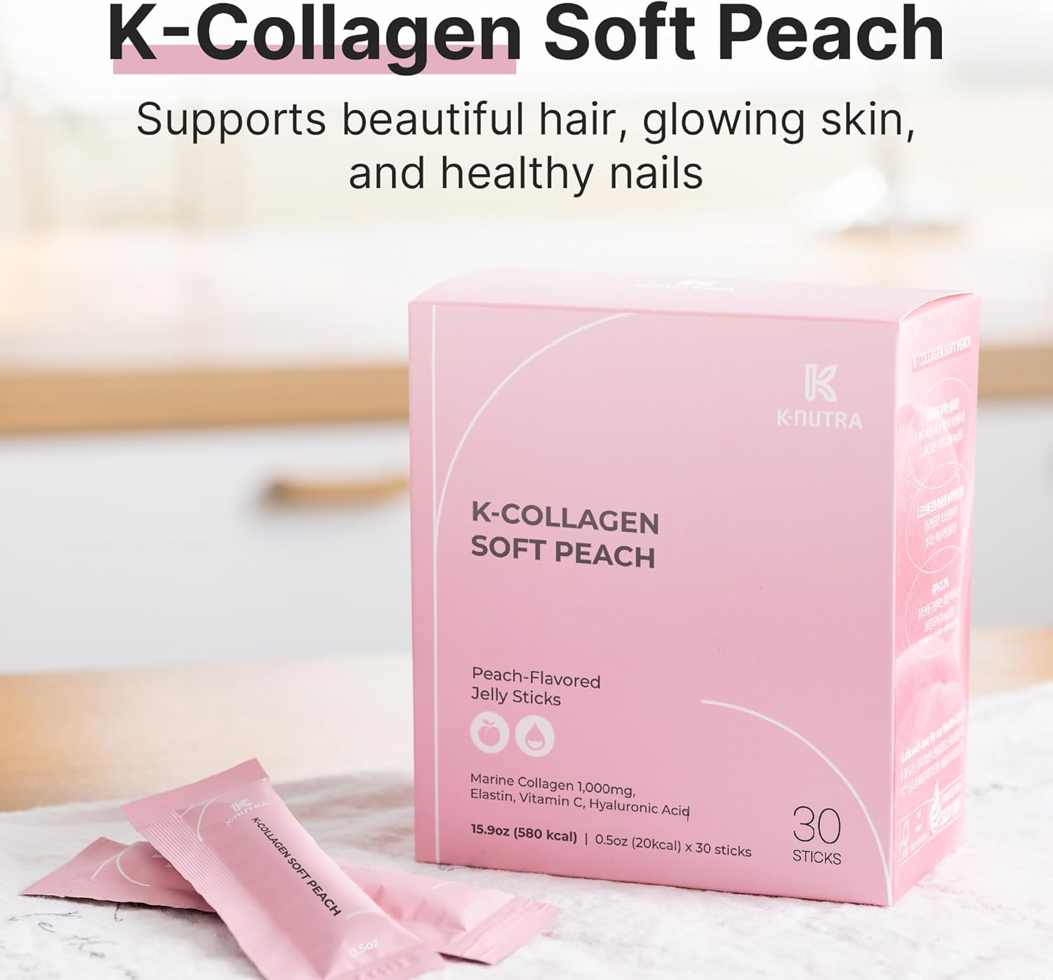100 Premium Secret Enzyme Sticks + 30 K-Collagen Peach Jelly Sticks for Digestive & Skin Health
